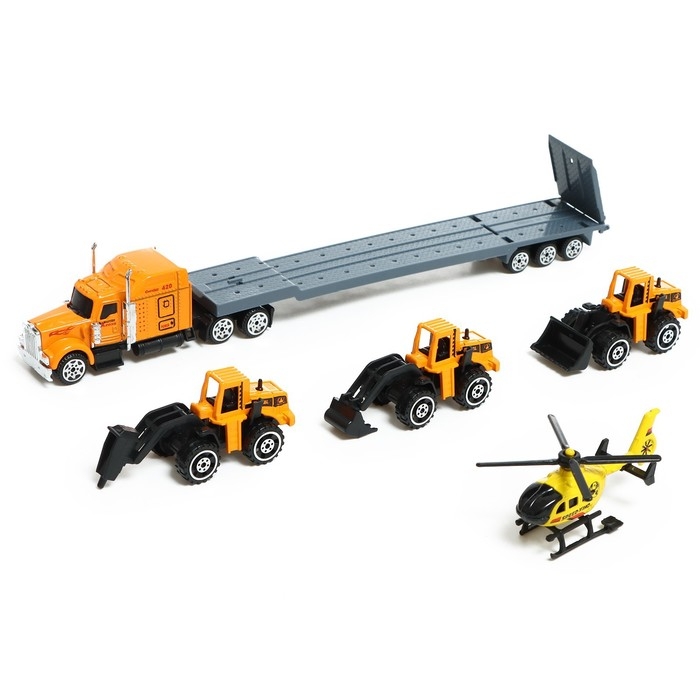 Игровой набор из металла &laquo;Строительная техника&raquo;, в комплекте дорожные знаки и техника