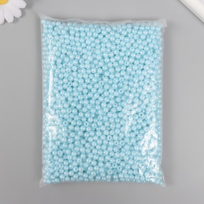 Набор бусин "Жемчуг" d 6 мм, 250 гр, голубой