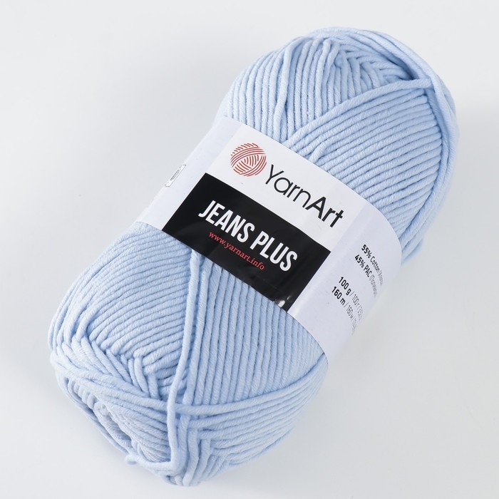 Пряжа Пряжа "Jeans plus" 55% хлопок, 45% акрил 160м/100гр (75 св.голубой)