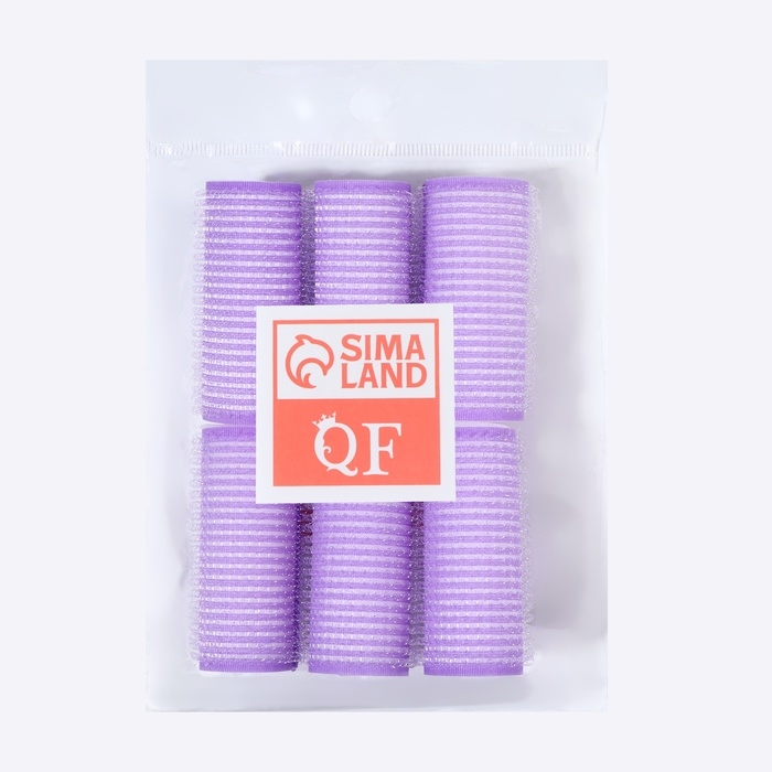 Бигуди &laquo;Липучка&raquo;, d = 2,5 см, 6 см, 6 шт, цвет фиолетовый