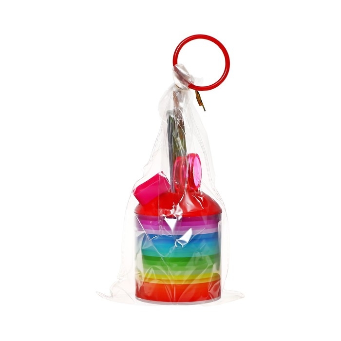 Набор настольный детский Набор настольный детский "Радуга" (подставка+2 каранд+линейка+точил+ластик+блокнот 8 листов+ножницы)