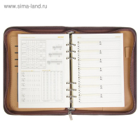 Органайзер на кольцах А5, 100 листов линейку, с калькулятором, на молнии, коричневый