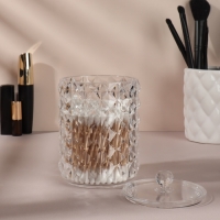 Органайзер для ватных палочек, с крышкой, d = 8 &times; 12,5 см, в картонной коробке, цвет прозрачный