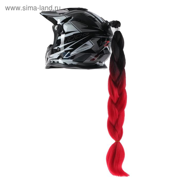 Коса на мотошлем, крепление присоской, 60 см, черно-красный Коса на мотошлем, крепление присоской, 60 см, черно-красный
