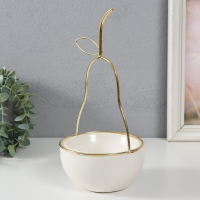 Сувенир керамика, металл подставка "Груша" белая с золотом 13х13х25,5 см Сувенир керамика, металл подставка "Груша" белая с золотом 13х13х25,5 см