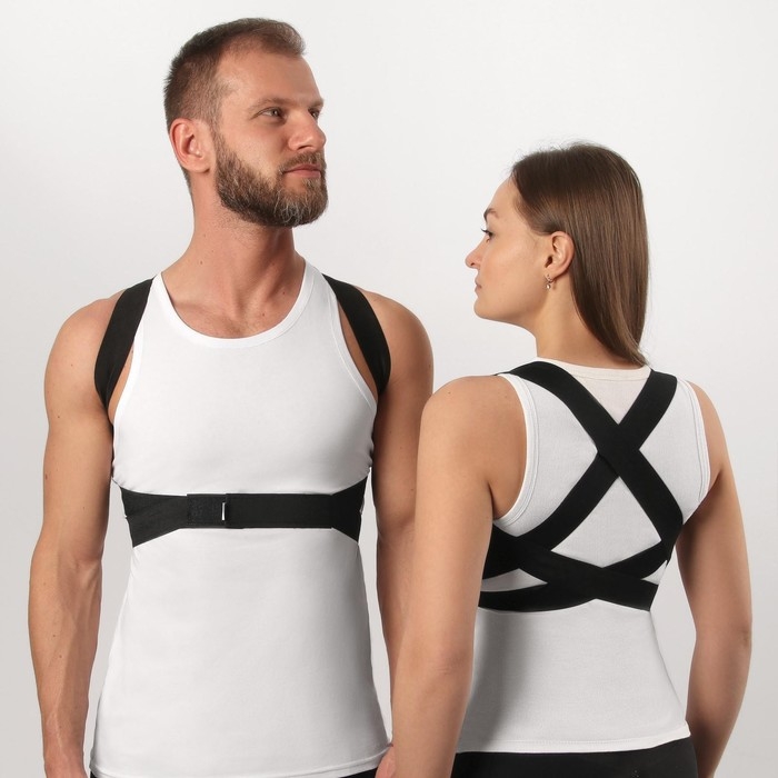 Массажёр - фиксатор для осанки, на липучках, размер M, цвет чёрный