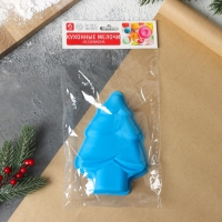 Форма для выпечки новогодняя Доляна &laquo;Ёлочка&raquo;, силикон, 13,5&times;10,5 см, цвет синий