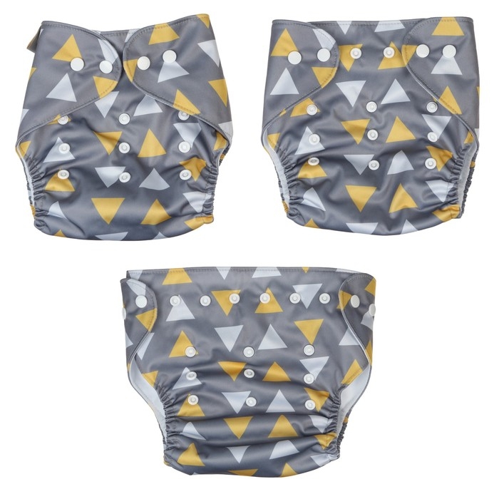 Многоразовый подгузник &laquo;Треугольники&raquo;, 3-15 кг, цвет серый, Крошка Я