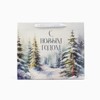 Пакет подарочный новогодний ламинированный &laquo;Зимний лес&raquo;, M 26 х 30 х 9 см , Новый год