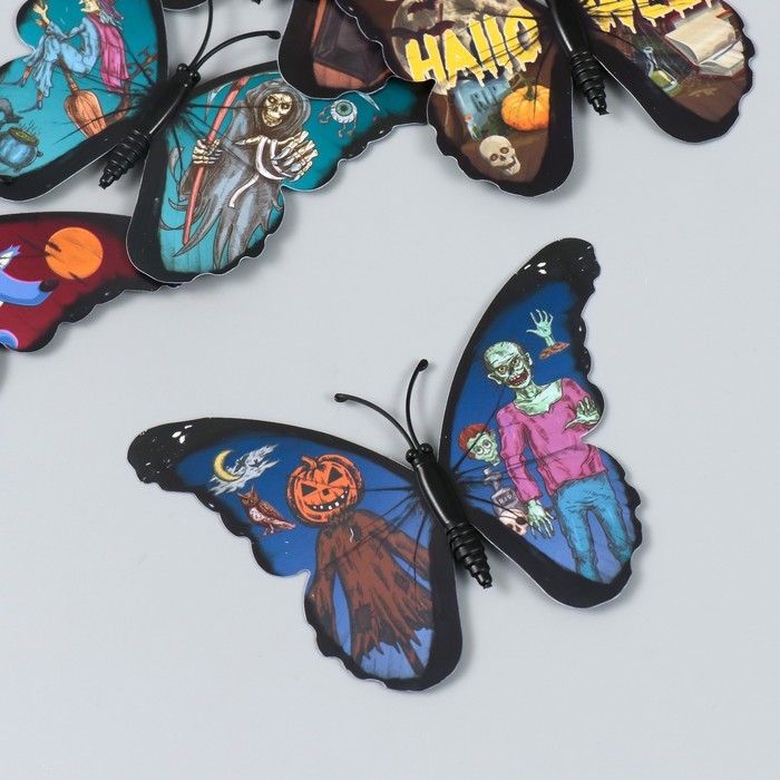 Магнит пластик Магнит пластик "Бабочки. Хэллоуин" набор 12 шт МИКС 10 см