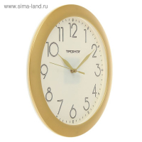 Часы настенные, серия: Классика, d-29 см, золотистый обод