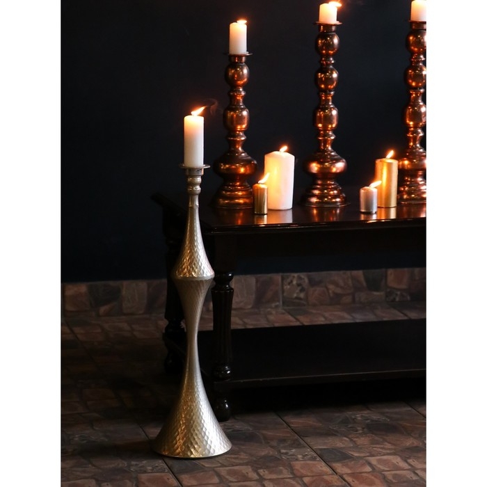 Подсвечник металл на 1 свечу Подсвечник металл на 1 свечу "Рокко" серебро 17,5х17,5х63,5 см