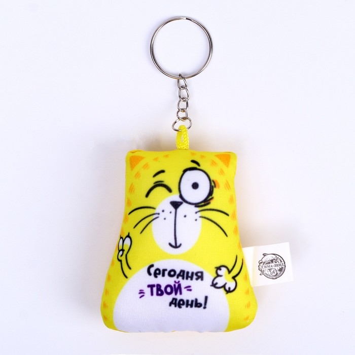Брелок-антистресс «Сегодня твой день!», кот, 6х7 см Брелок-антистресс «Сегодня твой день!», кот, 6х7 см