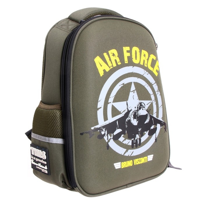 Рюкзак каркасный 38 х 30 х 20 см, + пенал, Bruno Visconti Рюкзак каркасный 38 х 30 х 20 см, + пенал, Bruno Visconti "МИЛИТАРИ AIR FORCE"