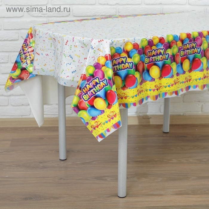 Скатерть «День рождения», 120х180 см, 35 мкм Скатерть «День рождения», 120х180 см, 35 мкм