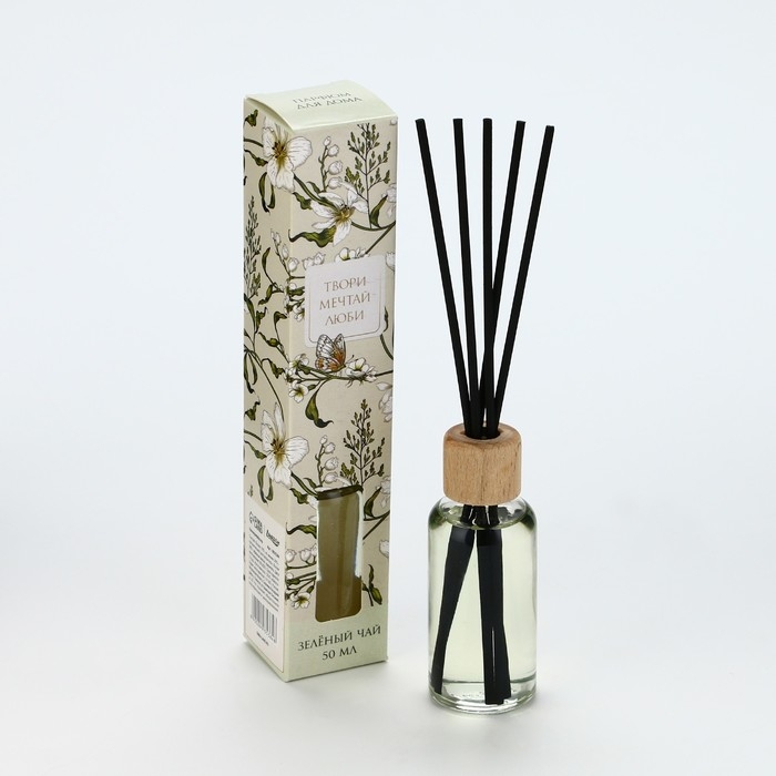 Диффузор ароматический палочки, ароматизатор для дома &laquo;Аромадиффузор: Твори, мечтай, люби&raquo;, аромат зелёный чай, 50 мл.