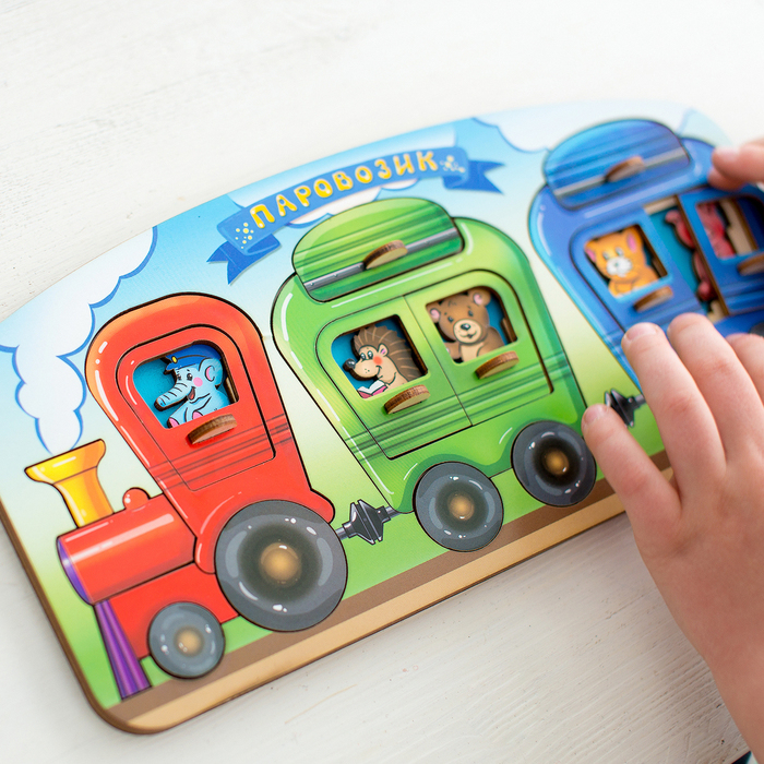 Рамка-вкладыш &laquo;Паровоз с лесными жителями&raquo;, картинка наклеена