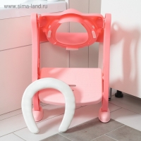 Детская накладка - сиденье на унитаз &laquo;Нотки&raquo;, с мягким сиденьем, цвет розовый