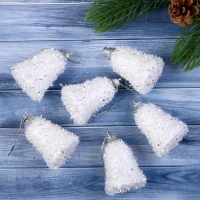 Ёлочные игрушки 6 шт. &laquo;Зимнее волшебство. Снежные колокольчики&raquo; пластик, 4х4,5 см, белый