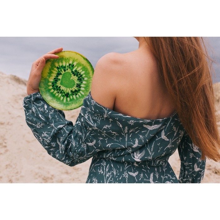 Тарелка стеклянная Доляна &laquo;Романтичный киви&raquo;, d=18 см, цвет зелёный