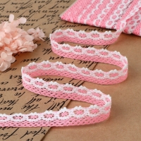 Кружево вязаное, 20 мм × 15 ± 1 м, цвет розовый/белый Кружево вязаное, 20 мм × 15 ± 1 м, цвет розовый/белый