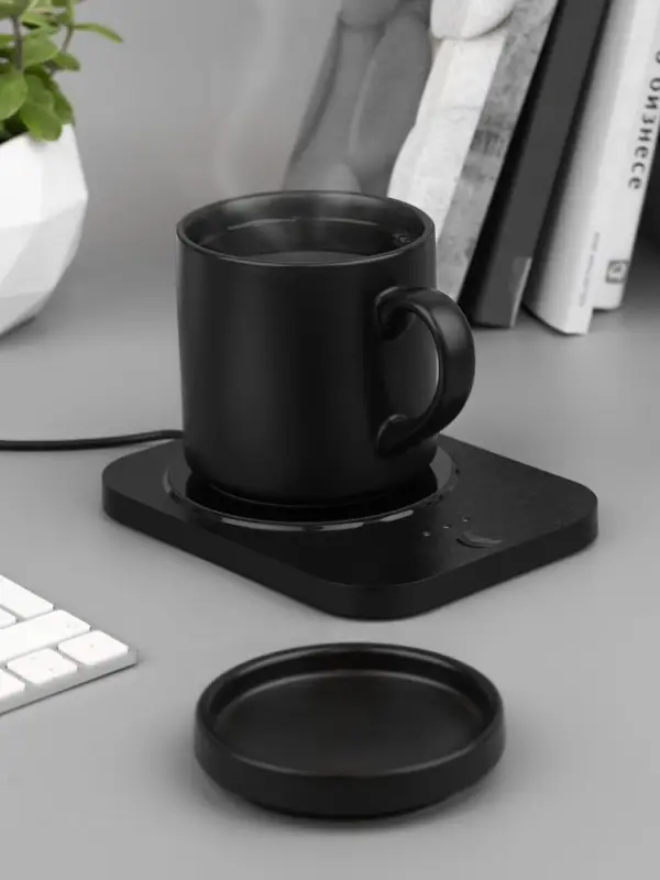 Кружка с подогревом и беспроводной зарядкой Dual Base Plus, черная