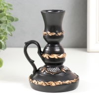 Подсвечник полистоун "Лампа с цветущим узором" d-3 см, чёрный 10х9х13,5 см Подсвечник полистоун "Лампа с цветущим узором" d-3 см, чёрный 10х9х13,5 см