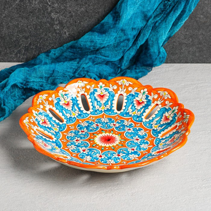 Фруктовница Риштанская Керамика Фруктовница Риштанская Керамика "Цветы", 33 см,