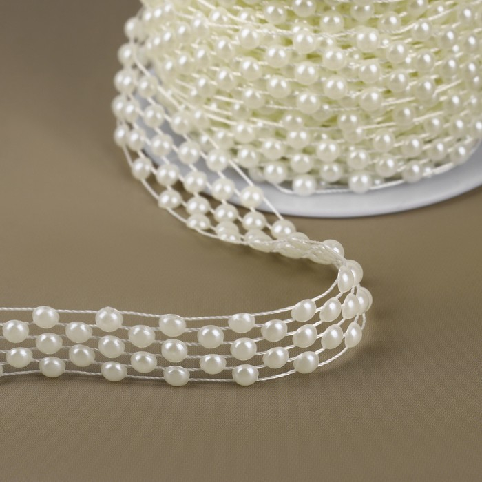 Жемчуг на нитях, плоский, 14 мм, 9 &plusmn; 1 м, цвет белый