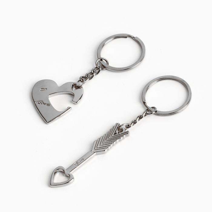 Брелок для ключей парный, &laquo;Беру твое сердечко в заложники&raquo;, металл, 9 х 14 см