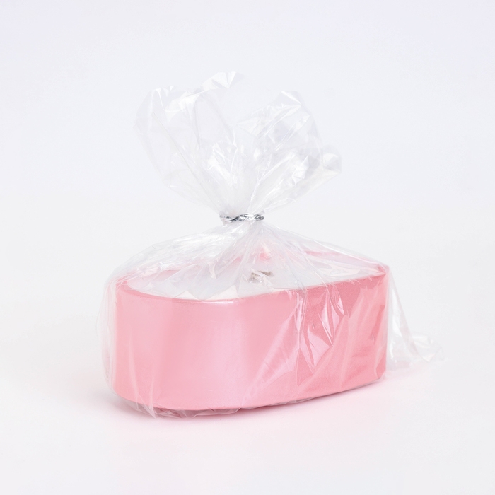 Свеча в овальном подсвечнике из гипса,9,5х4,7х3см,розовый