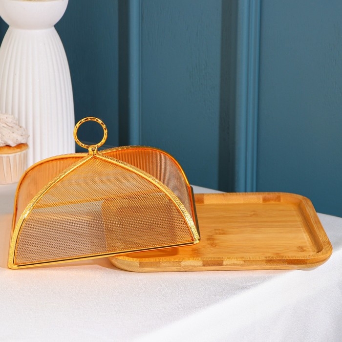 Блюдо для подачи с крышкой Доляна Goldie, 24,5&times;24,5 см