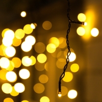 Гирлянда &laquo;Бахрома&raquo; 25 &times; 0.7 м, IP44, УМС, тёмная нить, 450 LED, свечение тёплое белое, 220 В