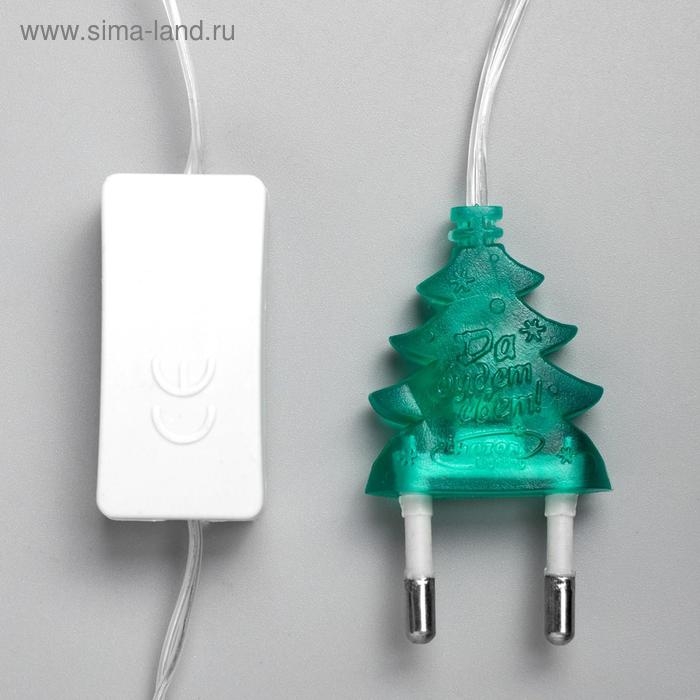 Гирлянда &laquo;Нить&raquo; 5 м с насадками &laquo;Ёжики белые&raquo;, IP20, прозрачная нить, 30 LED, свечение белое, 8 режимов, 220 В