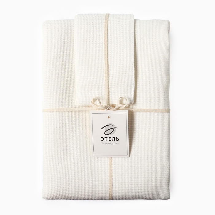 Комплект штор для кухни Этель "Cloudy" 140х180 см-2 шт, подхваты 2 шт, лен 100%,210 гр/м2