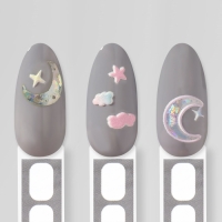 Наклейки для ногтей &laquo;Луна и звёзды&raquo;, объёмные, разноцветные/голографические