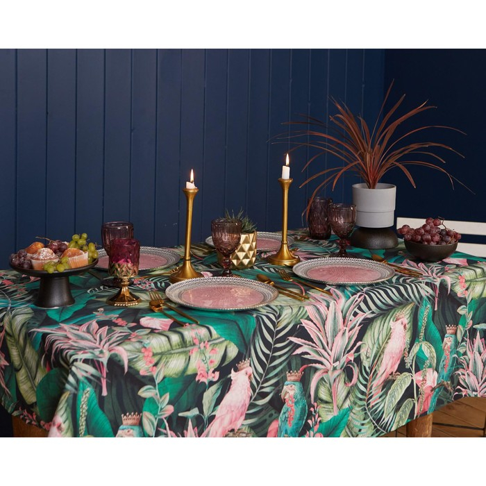 Скатерть "Этель" Tropical parrots 149х220см, 100% хлопок, саржа 190 г/м2