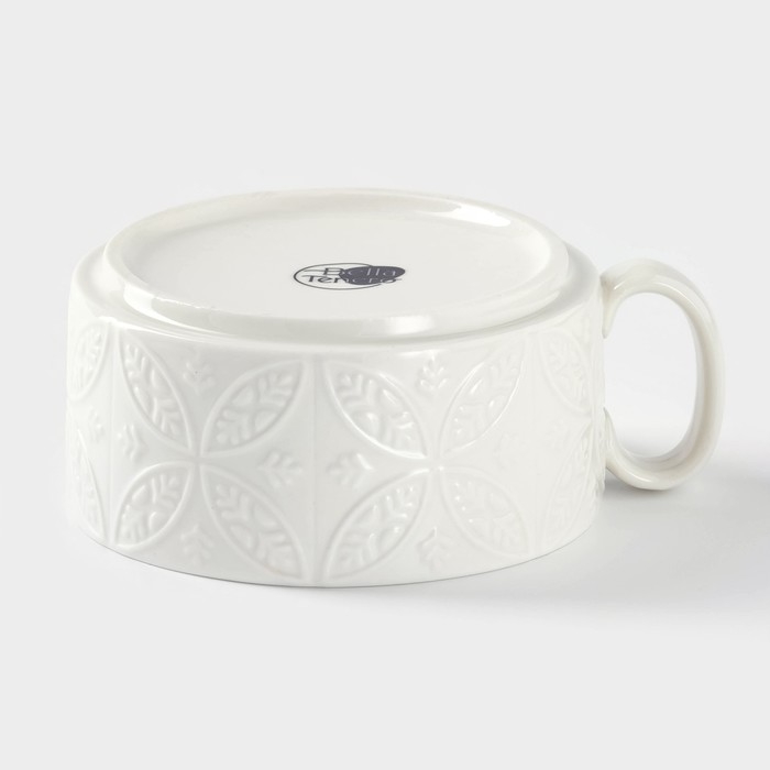 Набор фарфоровый чайный BellaTenero &laquo;Орнамент&raquo;, 3 предмета: чайник 400 мл, кружка 280 мл, бамбуковая подставка, цвет белый