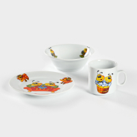 Набор фарфоровой посуды «Пчёлы», 3 предмета: кружка 200 мл, салатник 350 мл, тарелка мелкая d=16,5 см, рисунок МИКС Набор фарфоровой посуды «Пчёлы», 3 предмета: кружка 200 мл, салатник 350 мл, тарелка мелкая d=16,5 см, рисунок МИКС