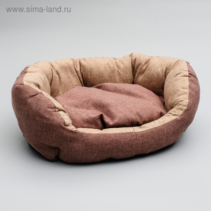 Лежанка "Комфорт", 49 х 36 х 17 см, рогожка, коричневый