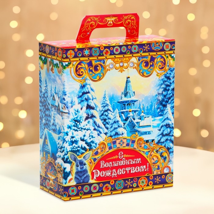 Новый год. Подарочная коробка Новогодняя Презент Новый год. Подарочная коробка Новогодняя Презент "Рождество в зимнем лесу" 15,5 х 7 х 19 см.