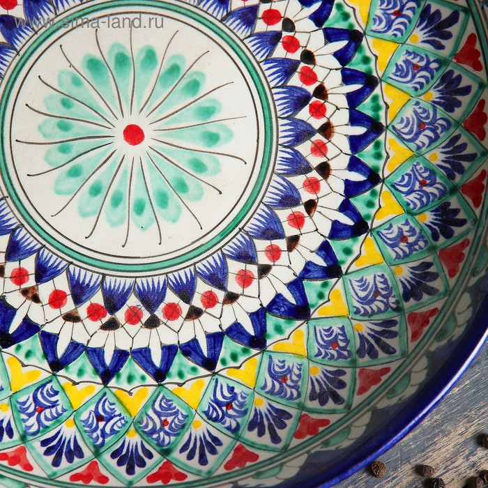 Ляган Риштанская Керамика Ляган Риштанская Керамика "Узоры", 25 см, синий