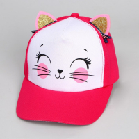 Кепка детская для девочки &laquo;Кошечка-красотка&raquo;, с заколочками, р-р. 52-54, 5-7 лет