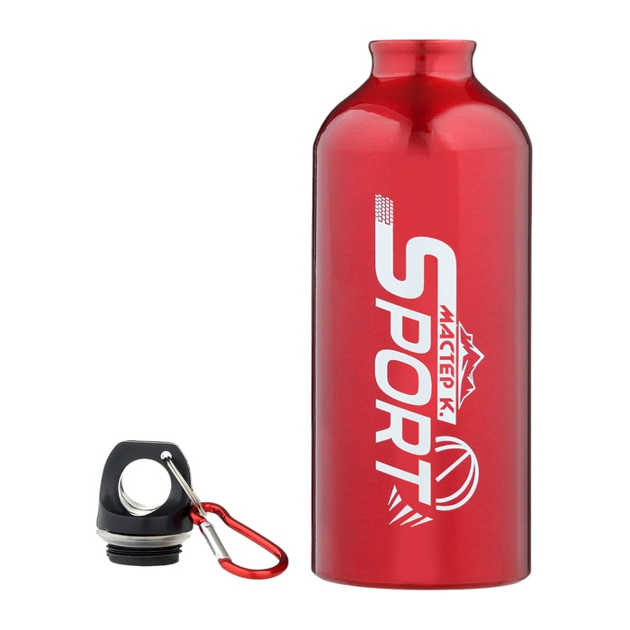Бутылка для воды, 650 мл, Бутылка для воды, 650 мл, "Мастер К", 21 х 7 см, корпус из алюминия.красная