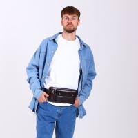 Сумка поясная на молнии, 2 наружных кармана, цвет коричневый Сумка поясная на молнии, 2 наружных кармана, цвет коричневый