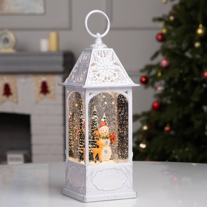 Фигура светодиодная &laquo;Новогодняя встреча&raquo;, 28.4х10.4х10.4 см, музыка, батарейки ААх3 (не в комплекте), USB, свечение тёплое белое