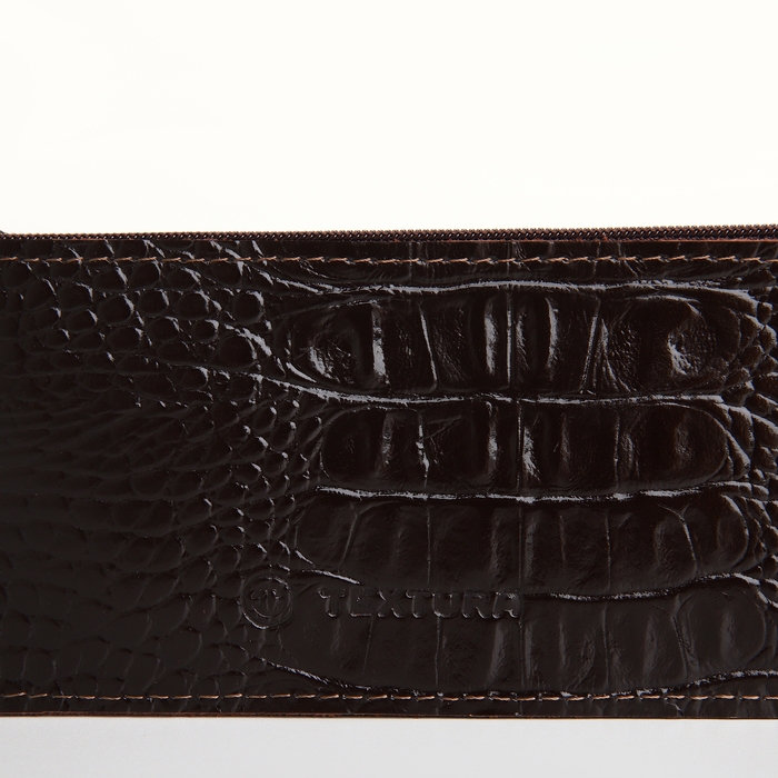 Ключница карманная на молнии, TEXTURA, длина 14 см, кольцо, цвет коричневый