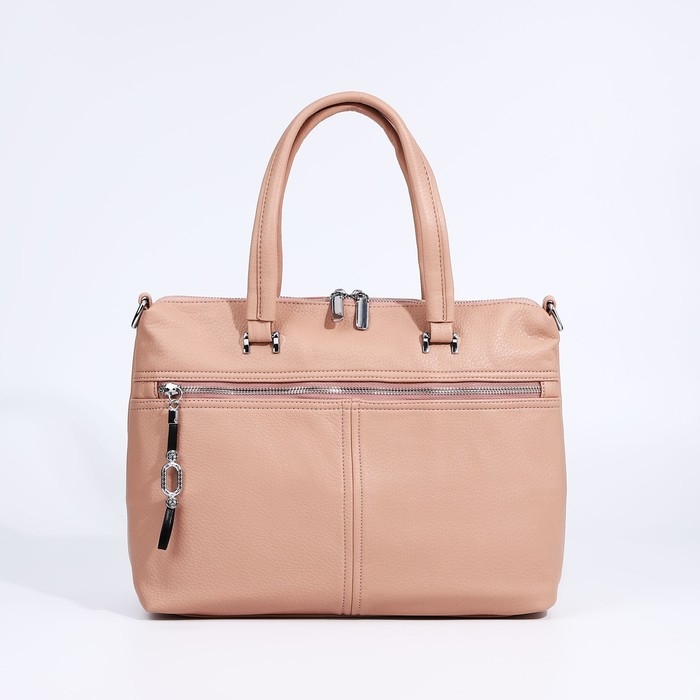 Сумка-тоут на молнии, 2 наружных кармана, цвет розовый Сумка-тоут на молнии, 2 наружных кармана, цвет розовый