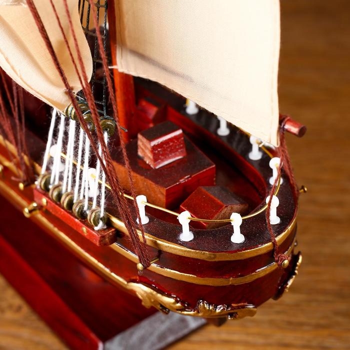 Корабль сувенирный &laquo;Бреслау&raquo;, трёхмачтовый, под тёмное дерево, паруса бежевые, 49х43х8 см