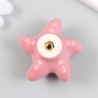 Ручка для шкатулки керамика, металл "Моская звезда" розовая 4,6х4,6х3,3 см Ручка для шкатулки керамика, металл "Моская звезда" розовая 4,6х4,6х3,3 см